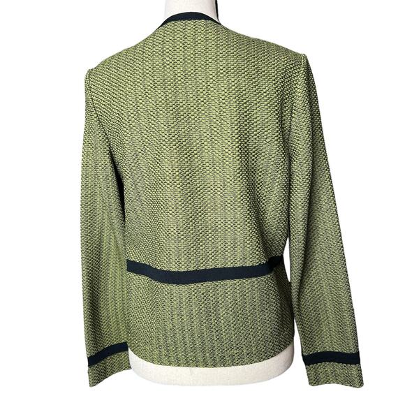 Ming Wang Knit Textured Open Sweater Jacket in Green w/ Black Trim Size XS - Picture 3 of 8